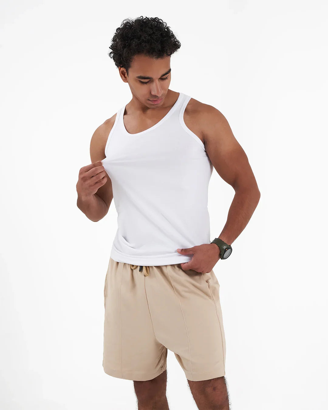 تيشيرت حمالة رجالي قطن أبيض