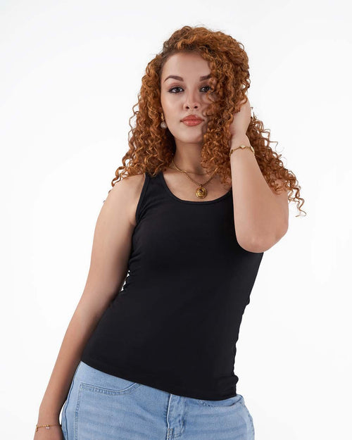 Black Wide Strap Tank Top