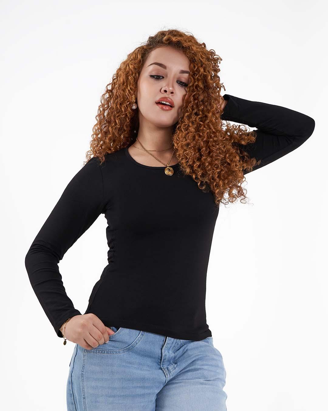 HOBBY Black Long Sleeve Top — Women's Undershirts, product photo 3