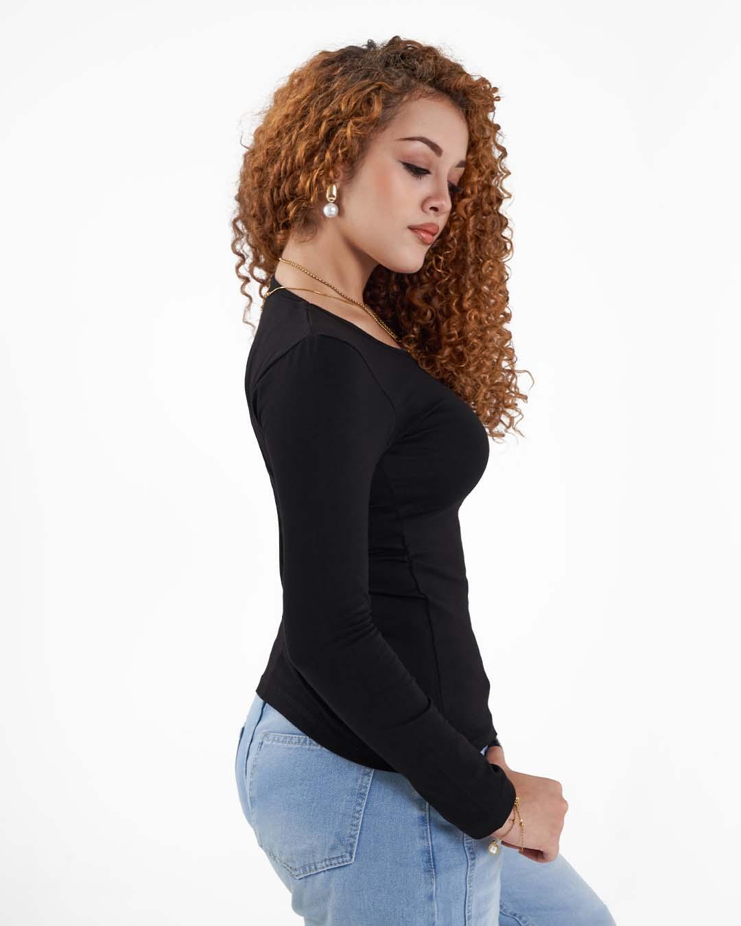 HOBBY Black Long Sleeve Top — Women's Undershirts, product photo 4