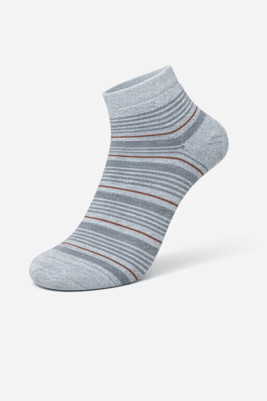 Gray striped sock on a white background