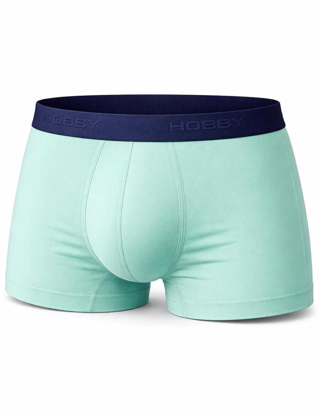 mint boxer briefs with navy waistband on a white background