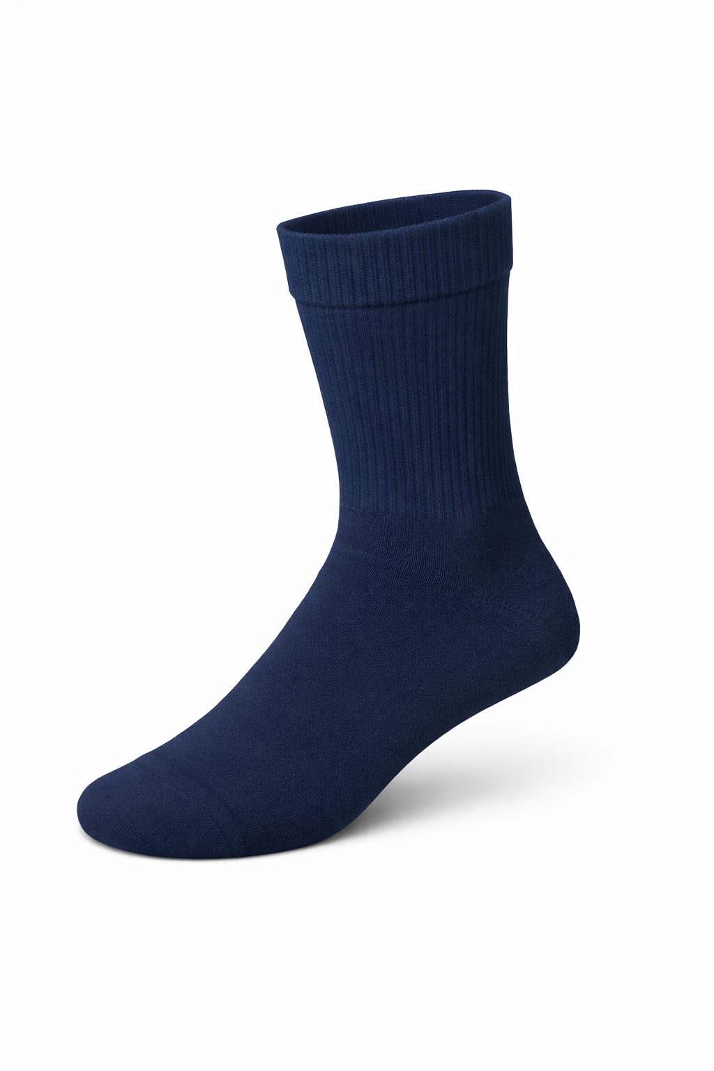 Navy blue sock on a white background